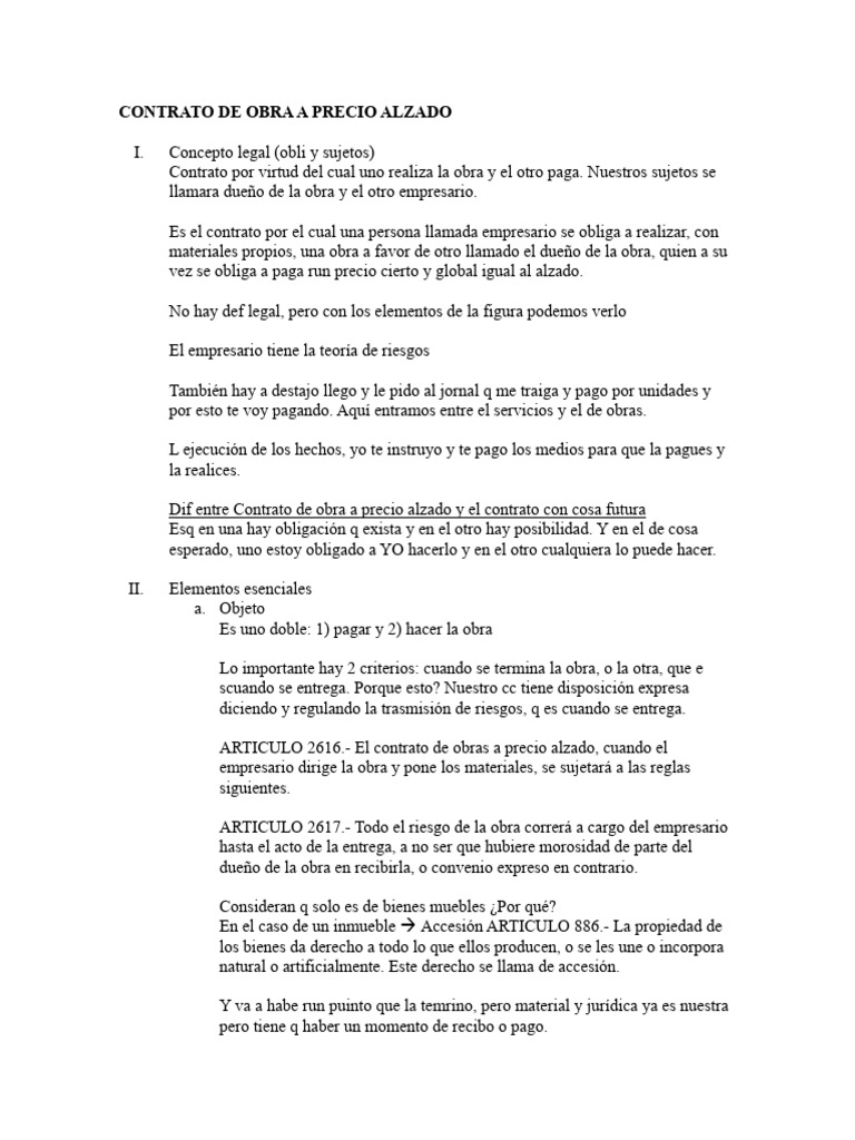 Contrato de Obra A Precio Alzado | PDF | Economias | Derecho civil ...