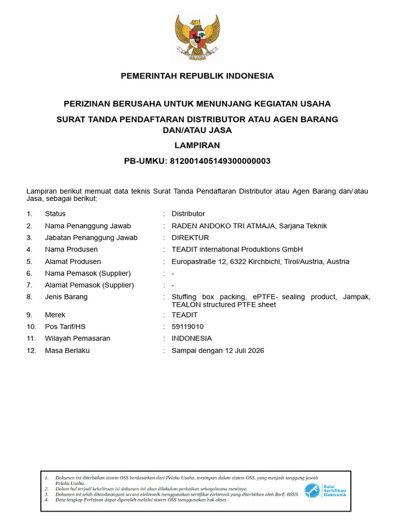 Surat Tanda Pendaftaran Distributor | PDF