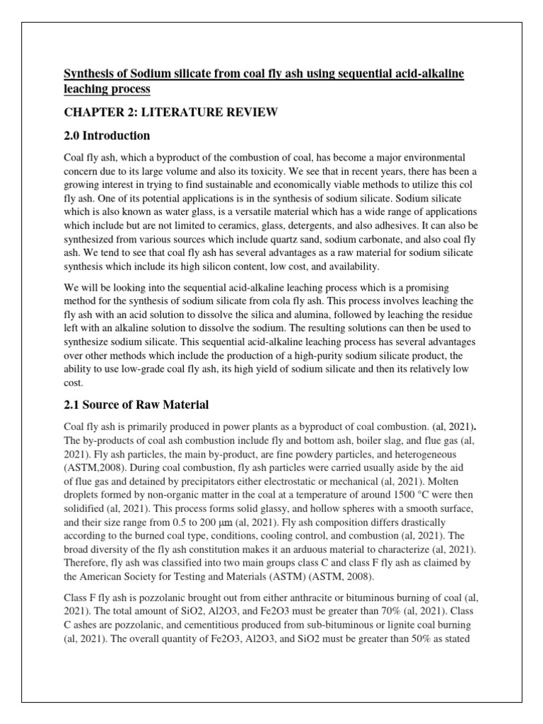 Sodium Silicate from Coal Fly Ash Synthesis | PDF | Coal | Silicon Dioxide