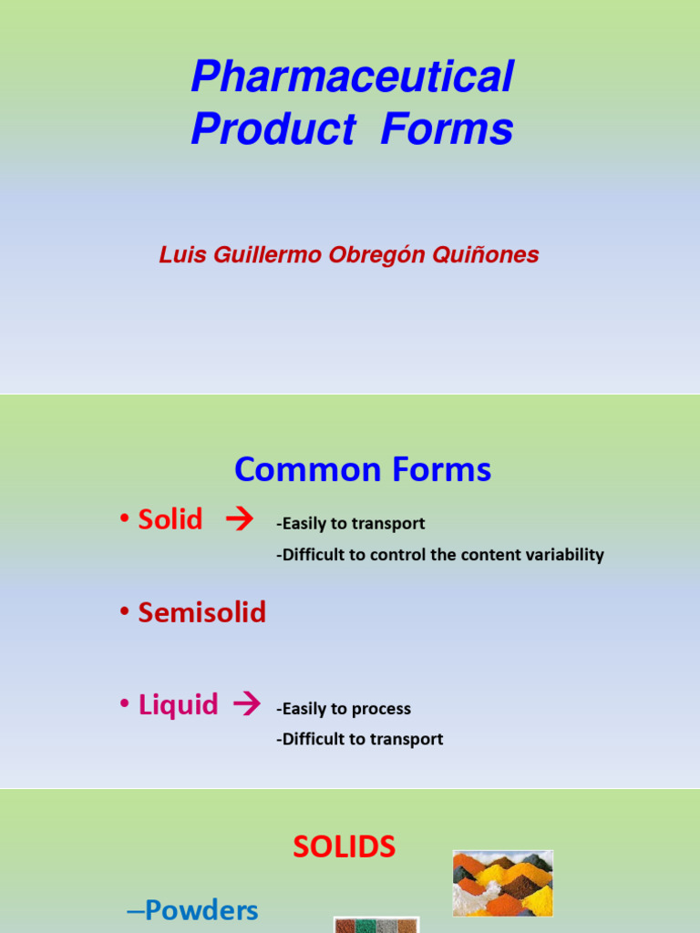 Pharmaceutical Product Forms Overview | PDF | Tablet (Pharmacy ...