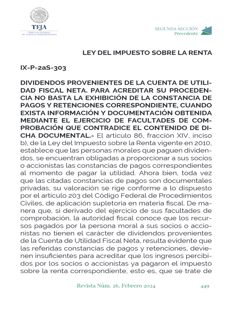 Dividendos y Procedencia Fiscal Neta | PDF | Impuesto sobre la renta ...