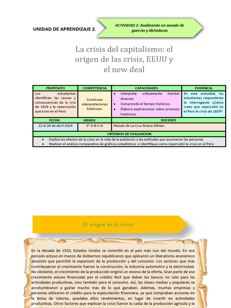 Impacto de la Crisis de 1929 en Perú | PDF | Gran depresion | Nuevo acuerdo