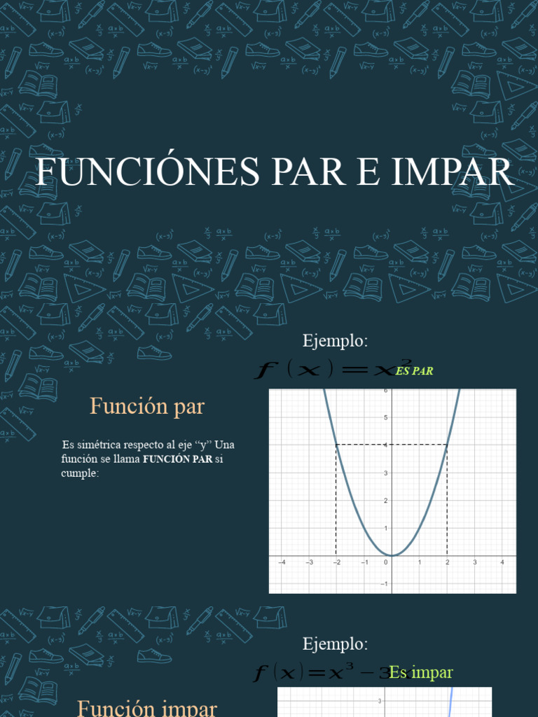 Funciones Par e Impar: Ejemplos y Ejercicios | PDF