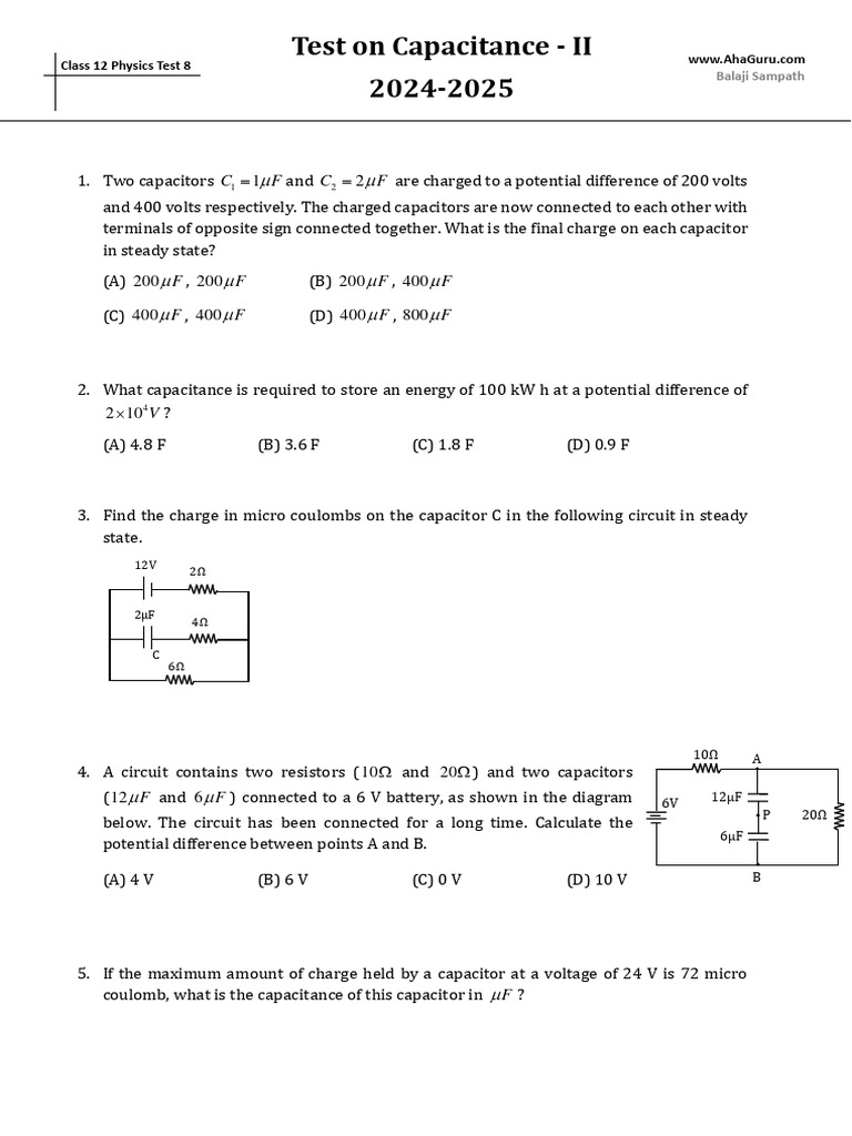 Energy Stored in a Capacitor Calculation | PDF | Capacitor | Capacitance