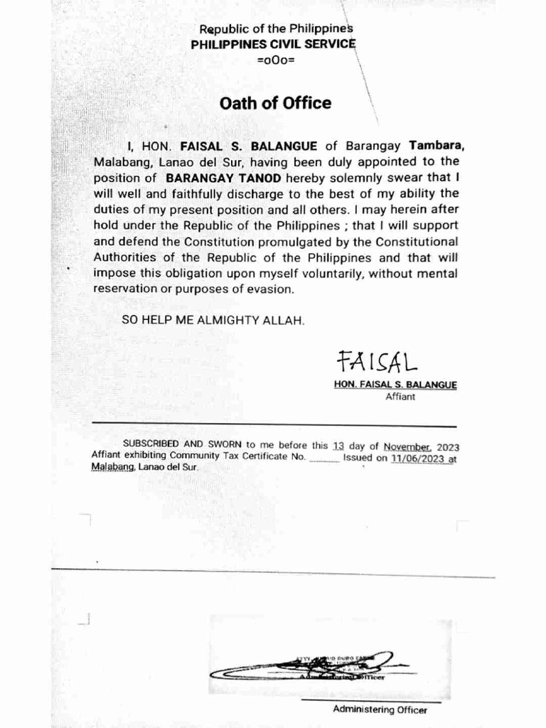 Oath Of Office Pdf