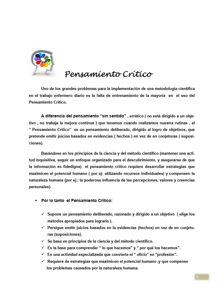 Pensamiento Crítico en Enfermería: Claves y Estrategias | PDF ...