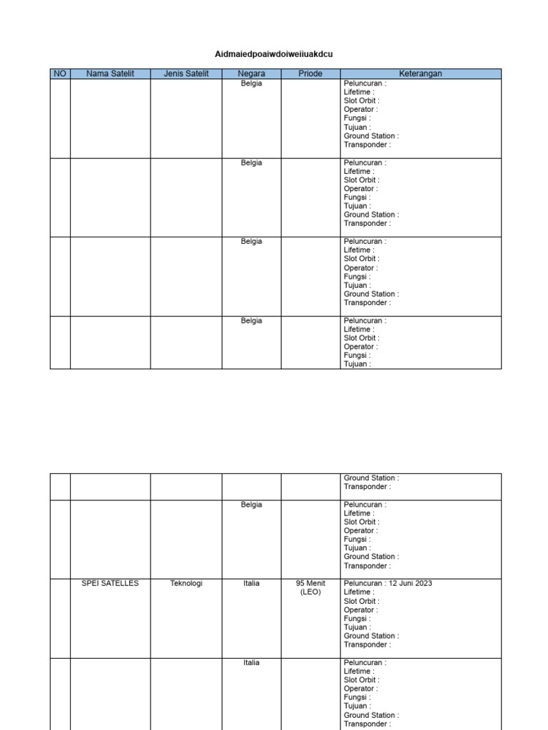 Daftar Satelit Copy 6 PDF Telecommunications Engineering Spacecraft