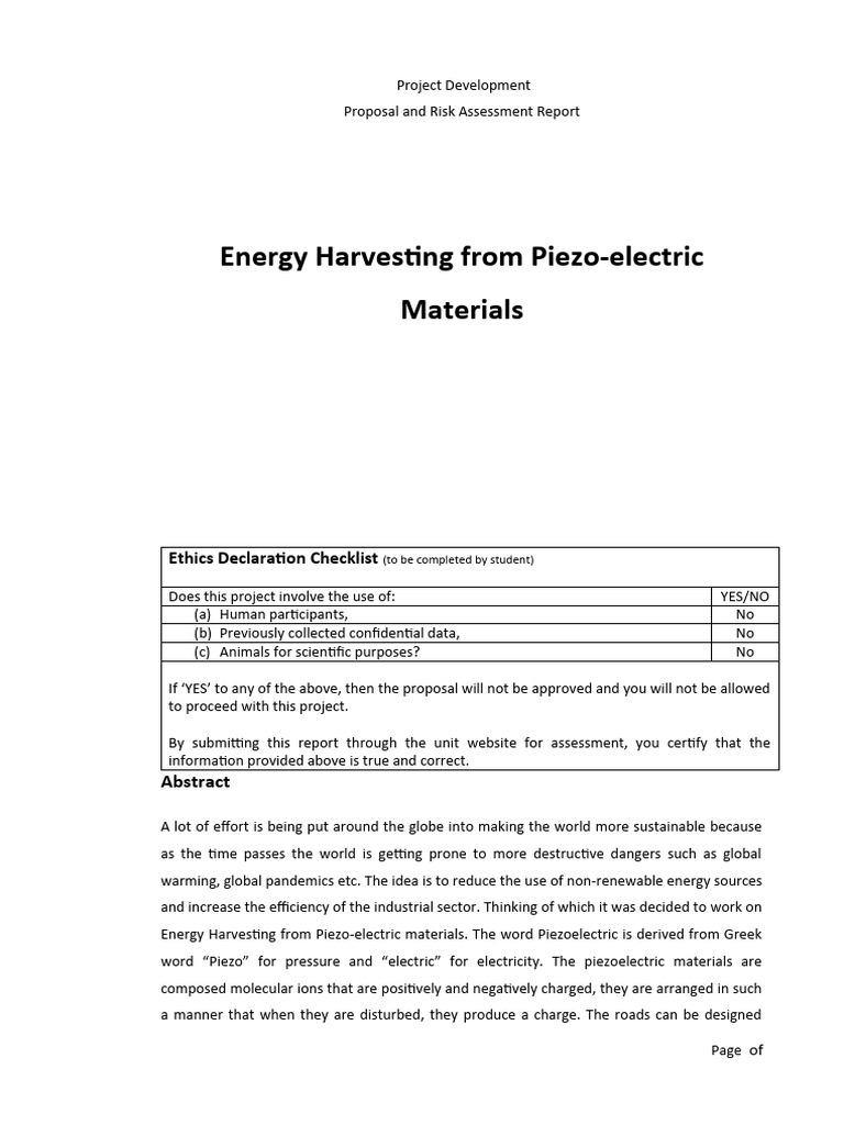 Energy Harvesting from Piezoelectric Roads | PDF | Piezoelectricity ...