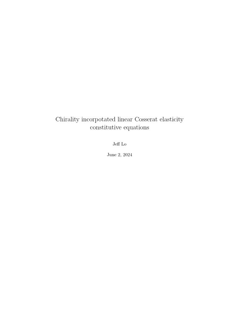 Chirality in Cosserat Elasticity Equations | PDF