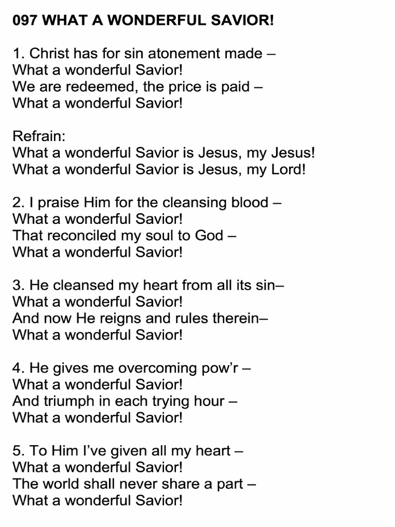 97 What A Wonderful Savior Pdf