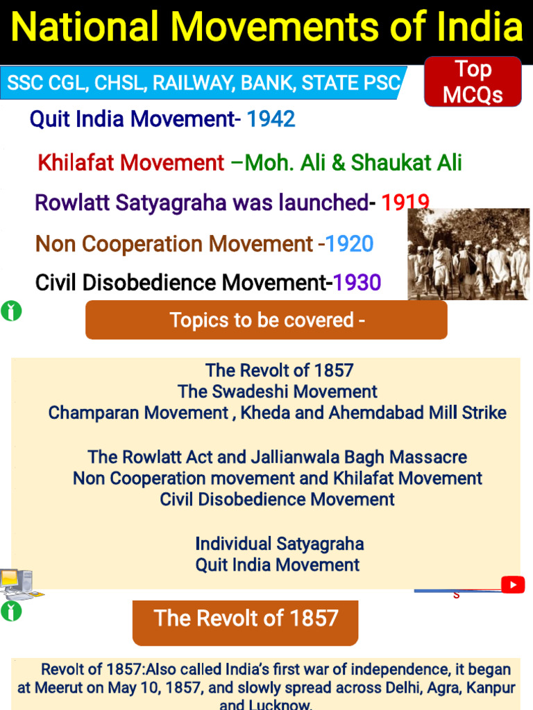 National Movement of India | PDF | Indian Rebellion Of 1857 | British Raj