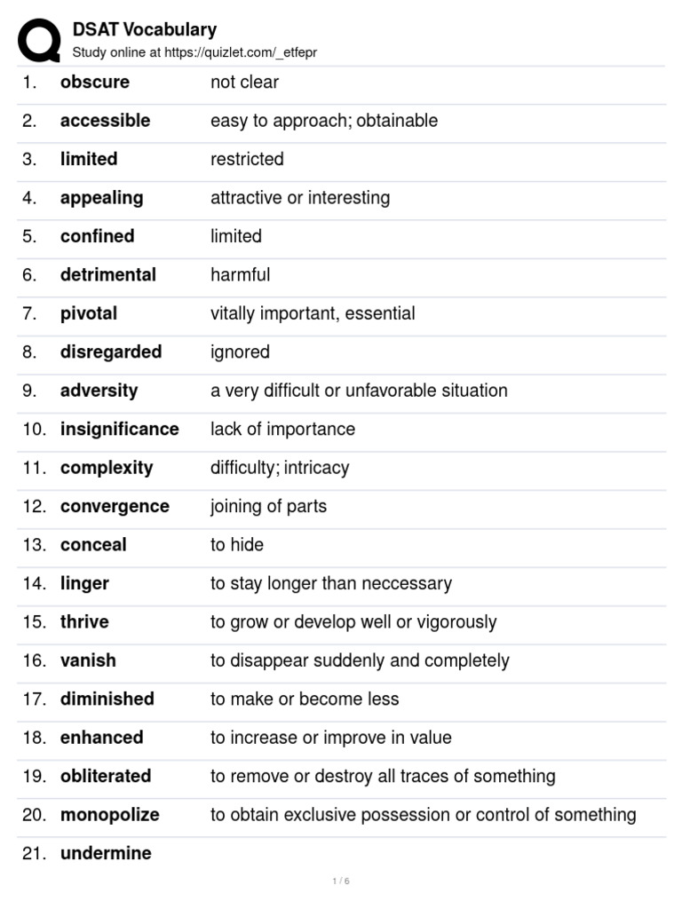 DSAT Vocabulary | PDF