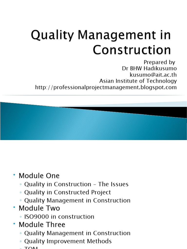 1 Module 1 - Part 1 | PDF | Construction Management | Quality Assurance