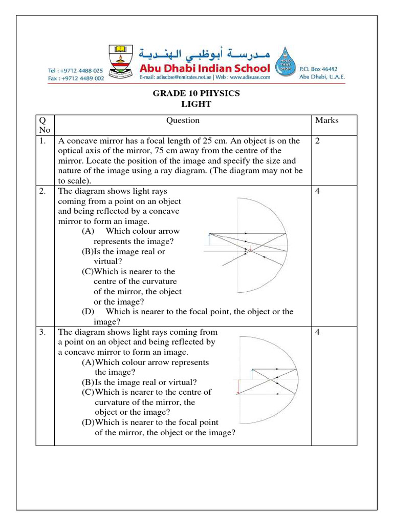 Concave Mirror Image Formation Guide | PDF | Mirror | Electromagnetic ...