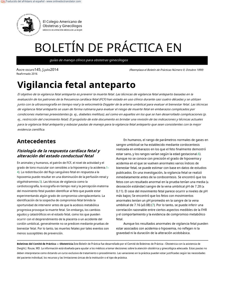 Antepartum Fetal Surveillance - Af.es | PDF | Feto | Parto