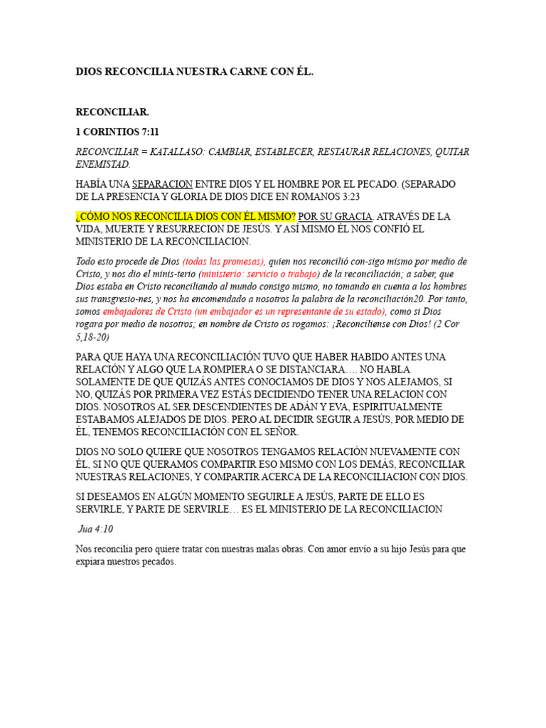 Reconciliación con Dios a través de Cristo | PDF