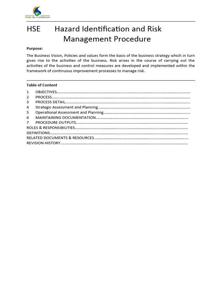 HSEP0301 - Hazard Identification and Risk Management | PDF | Risk ...