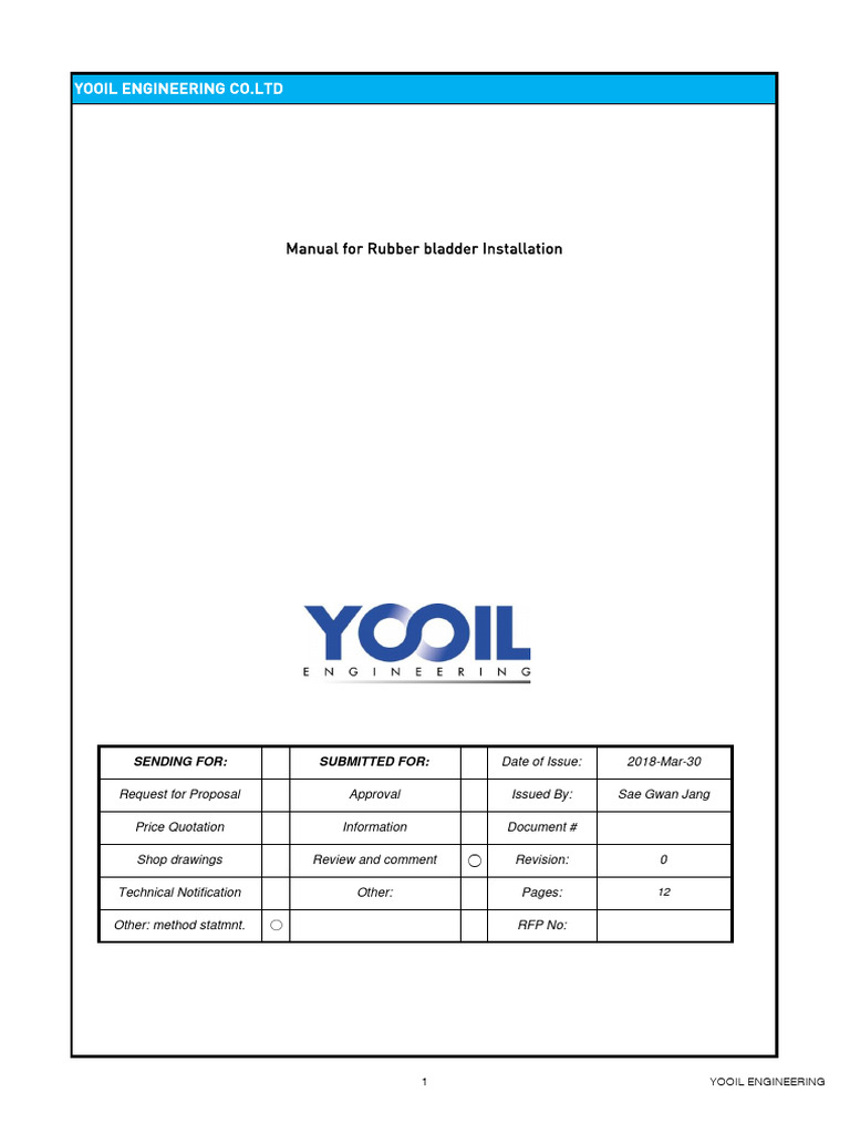 Method Statement On Installation (Rubber Bladder) Reworked | PDF ...