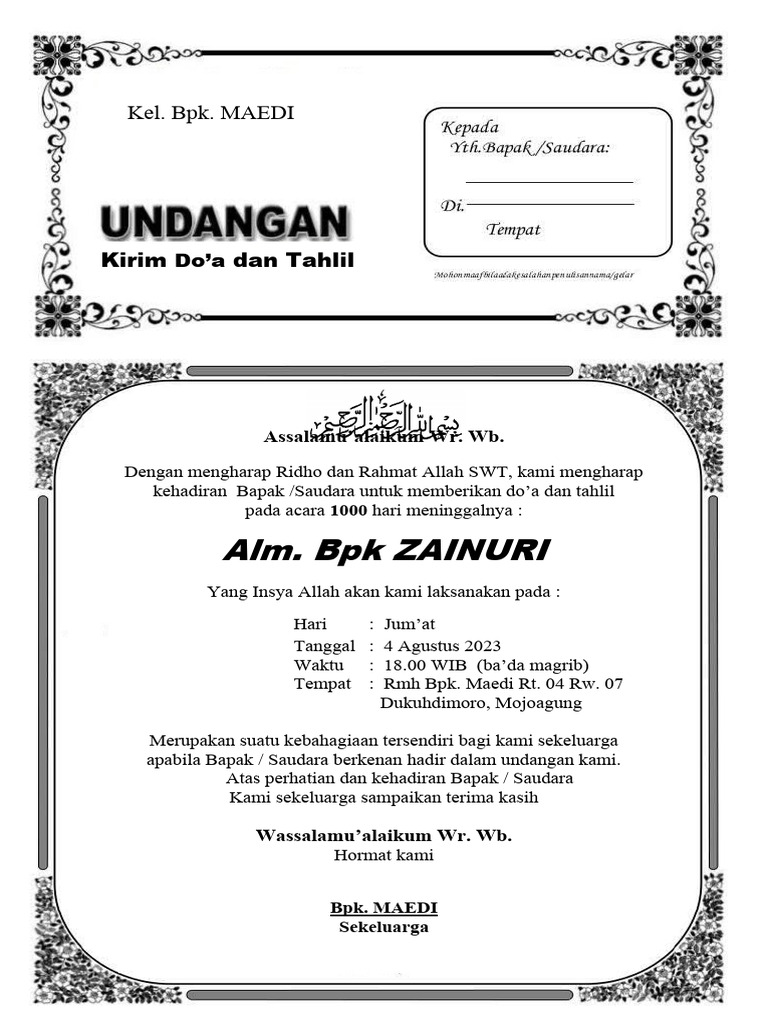 Undangan 7 Hari | PDF
