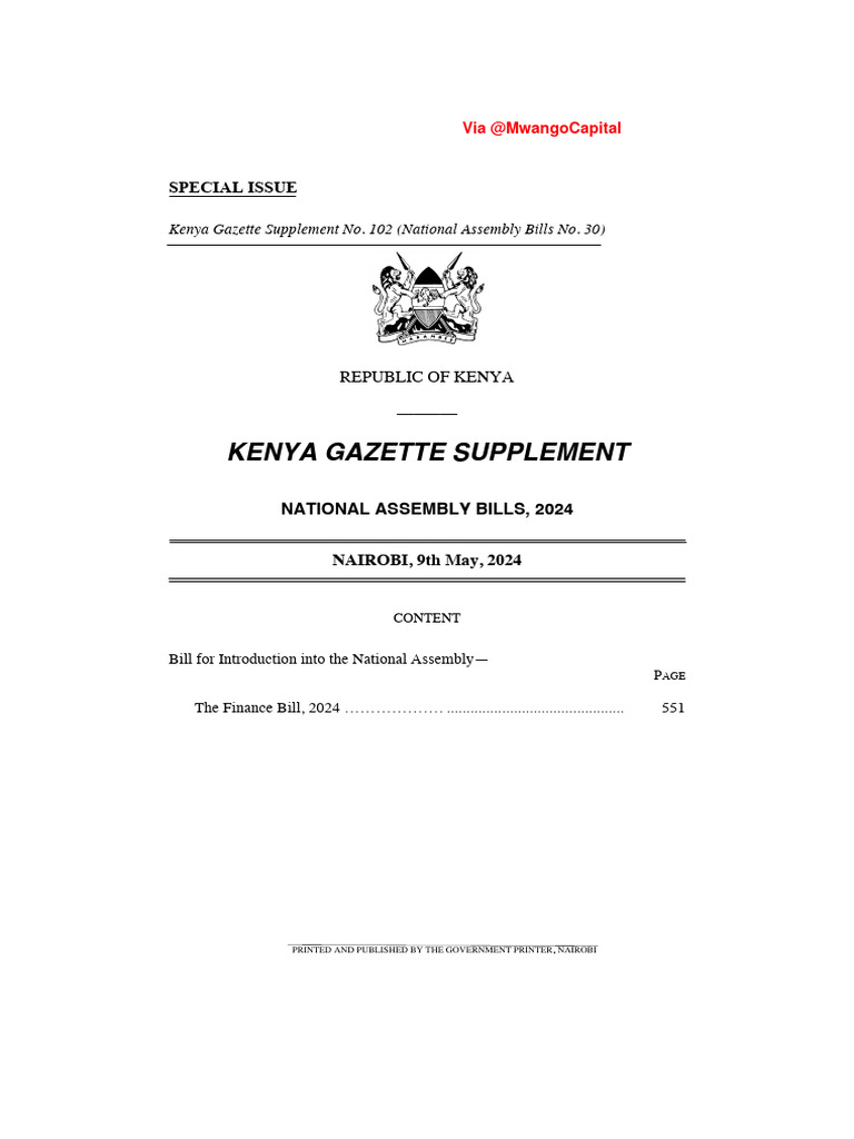 Finance Bill 2024 Download Free PDF Taxes