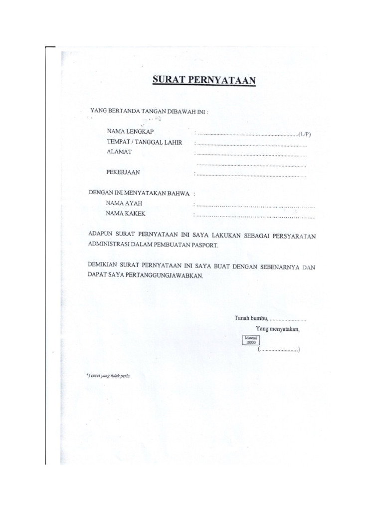 Surat pernyataan imigrasi pdf