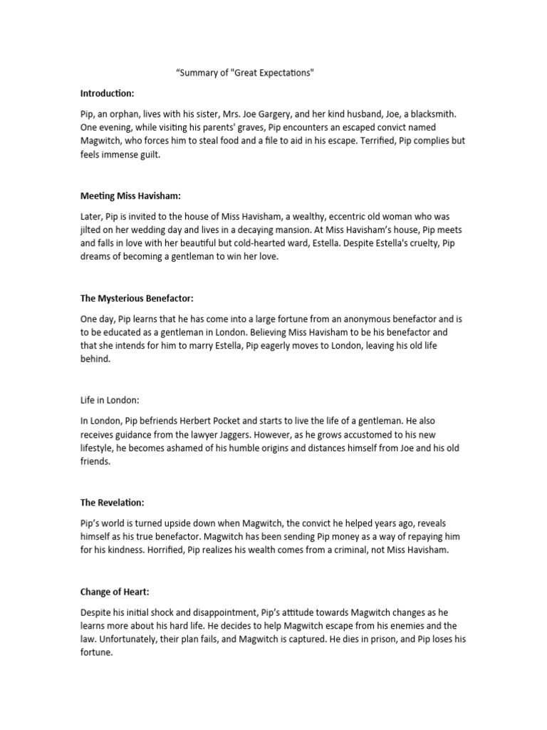 Summary of Great Expectations Download Free PDF Great Expectations