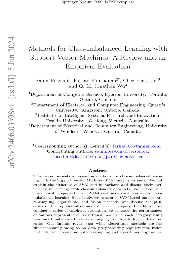 Class-Imbalanced Learning with SVM Review | PDF | Support Vector ...
