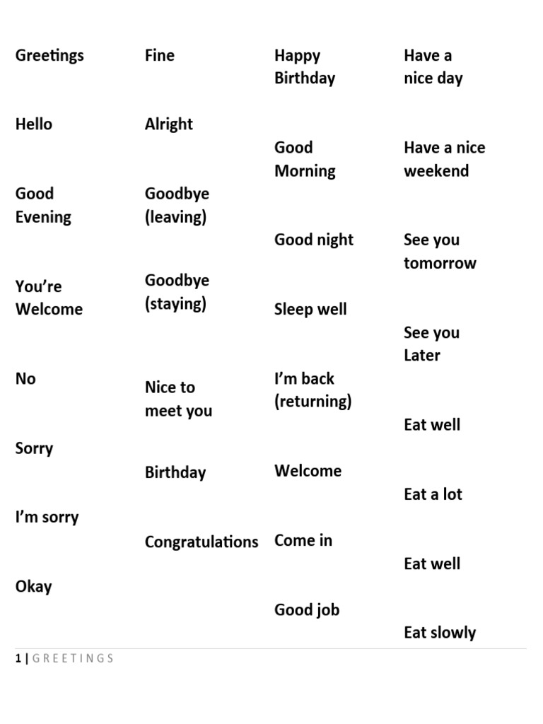 Greetings | PDF