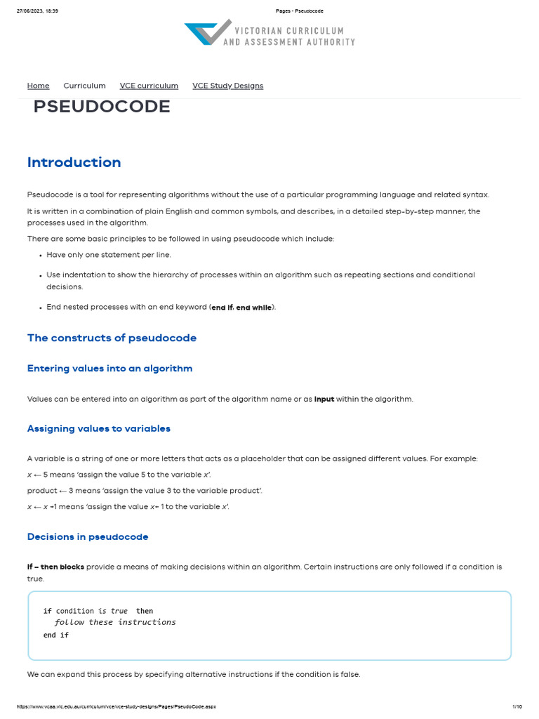 Pages - Pseudocode | Download Free PDF | Control Flow | Algorithms