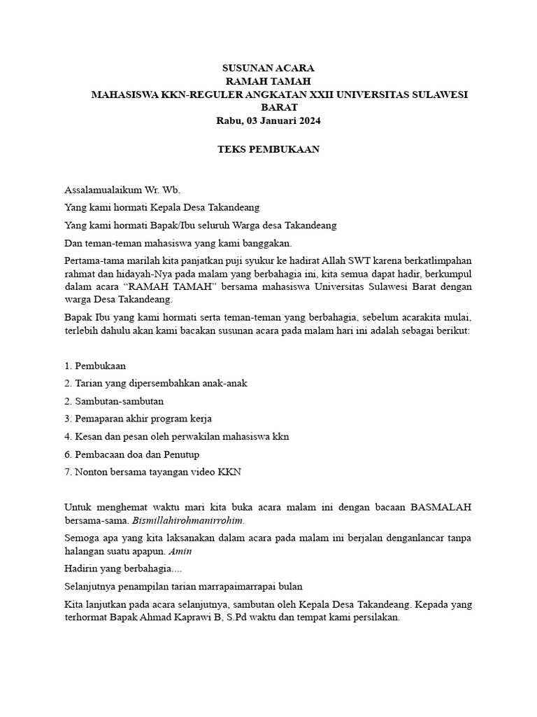 SUSUNAN ACARA SEMINAR | PDF