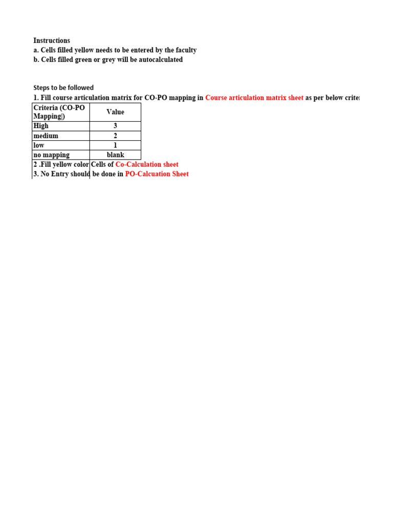 Excel File CO PO Attainment For UG RAC PDF Engineering Knowledge