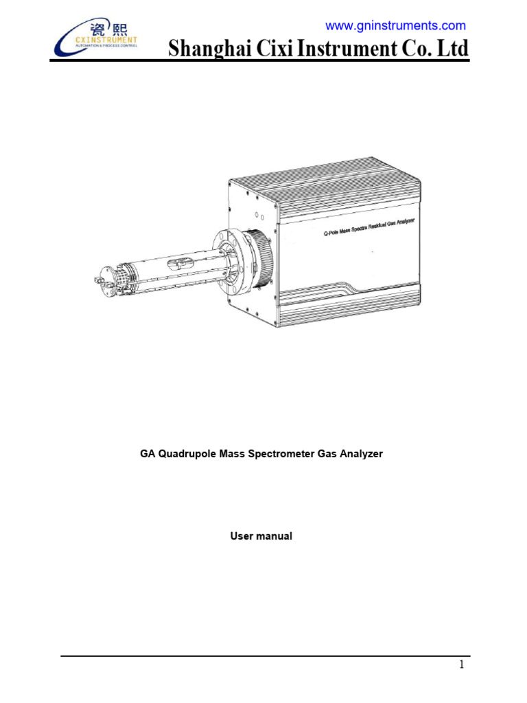 GA Quadrupole Mass Spectrometer Gas Analyzer PDF Mass Spectrometry
