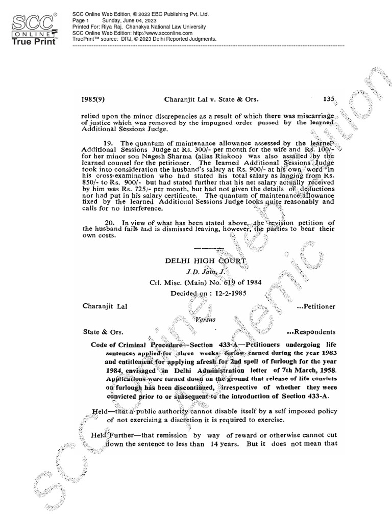 Charanjit lal vs state and ors 1985 pdf