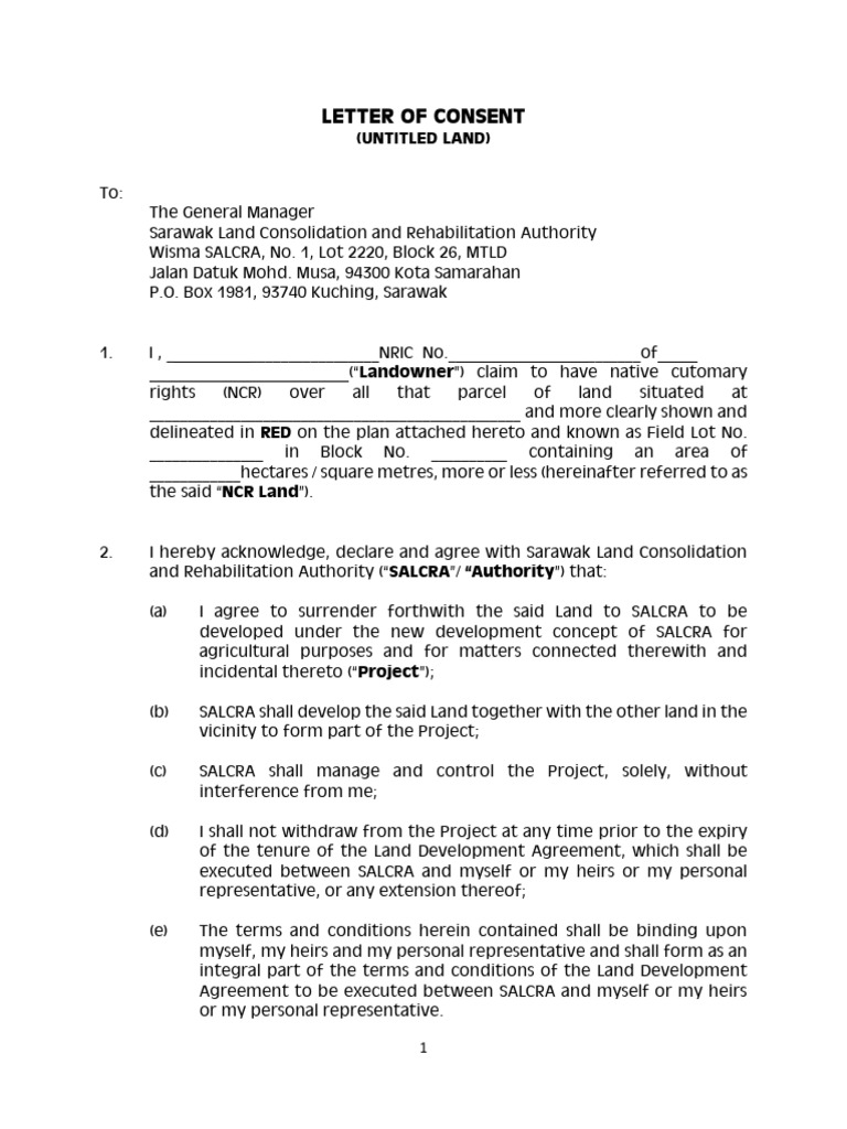 Landowner Consent for SALCRA Project | PDF | Civil Law (Legal System ...