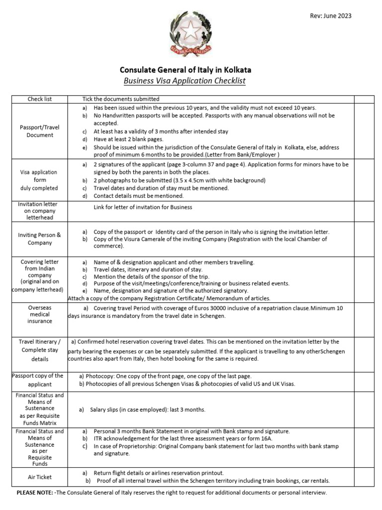 business-visa-affari-c-checklist-for-italy-pdf-travel-visa-passport