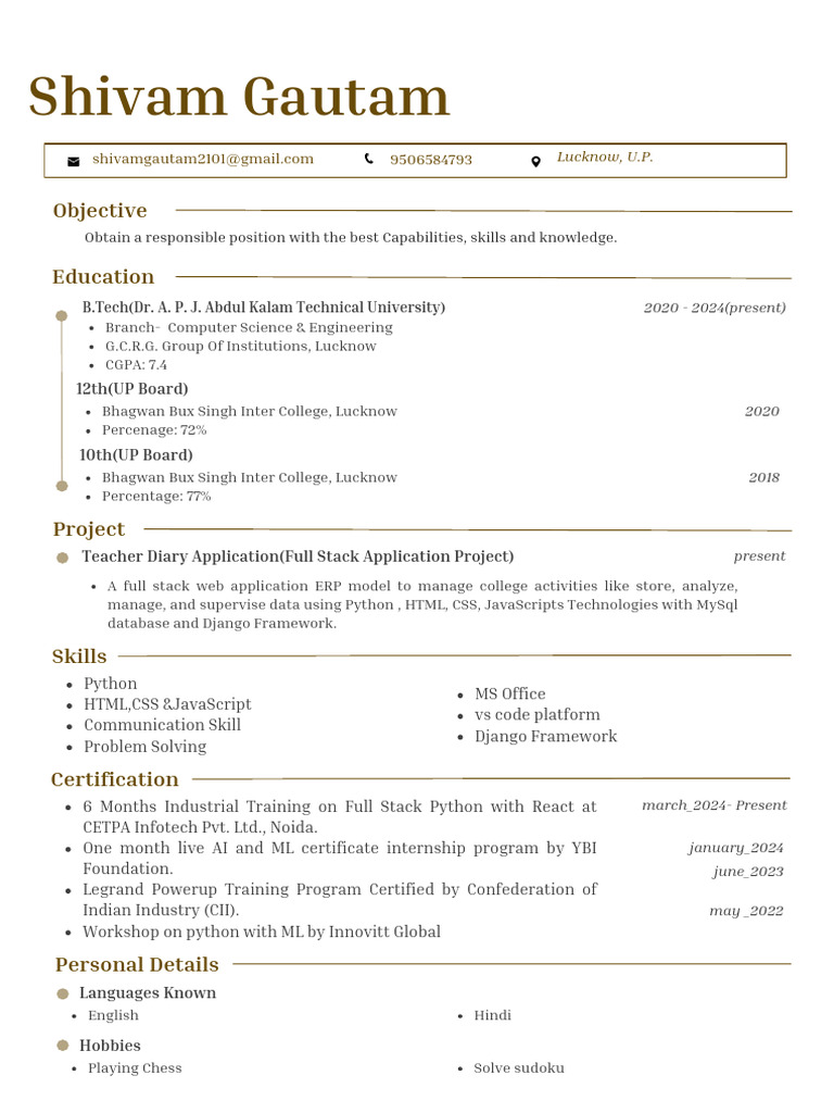 Full Stack Developer Resume Overview | PDF | Computers