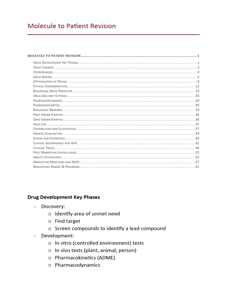 Drug Development and Design Overview | PDF | Proteins | Bone