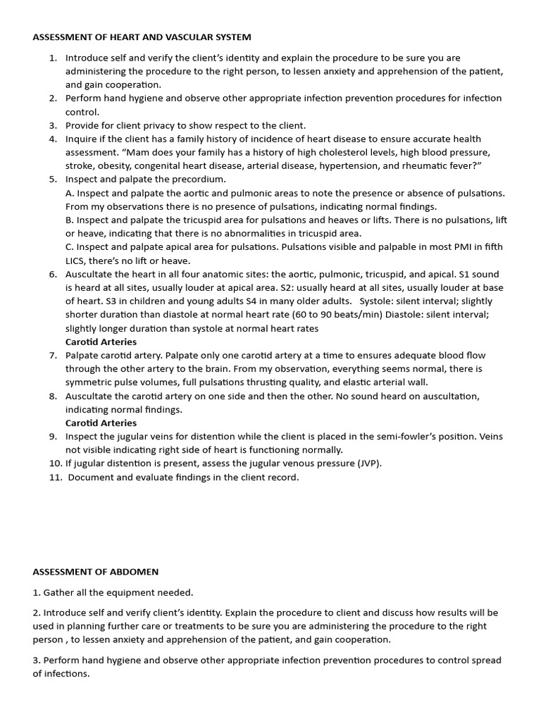 Assessment of Heart and Vascular System | PDF | Pulse | Heart
