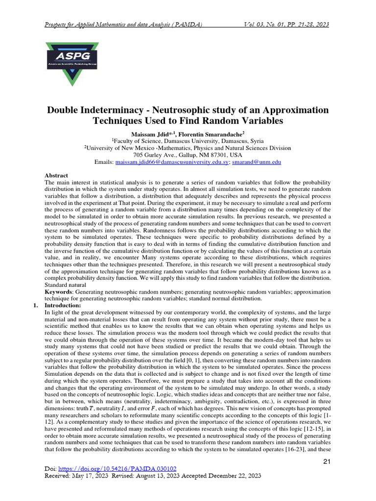 Double indeterminacy neutrosophic study of an approximation