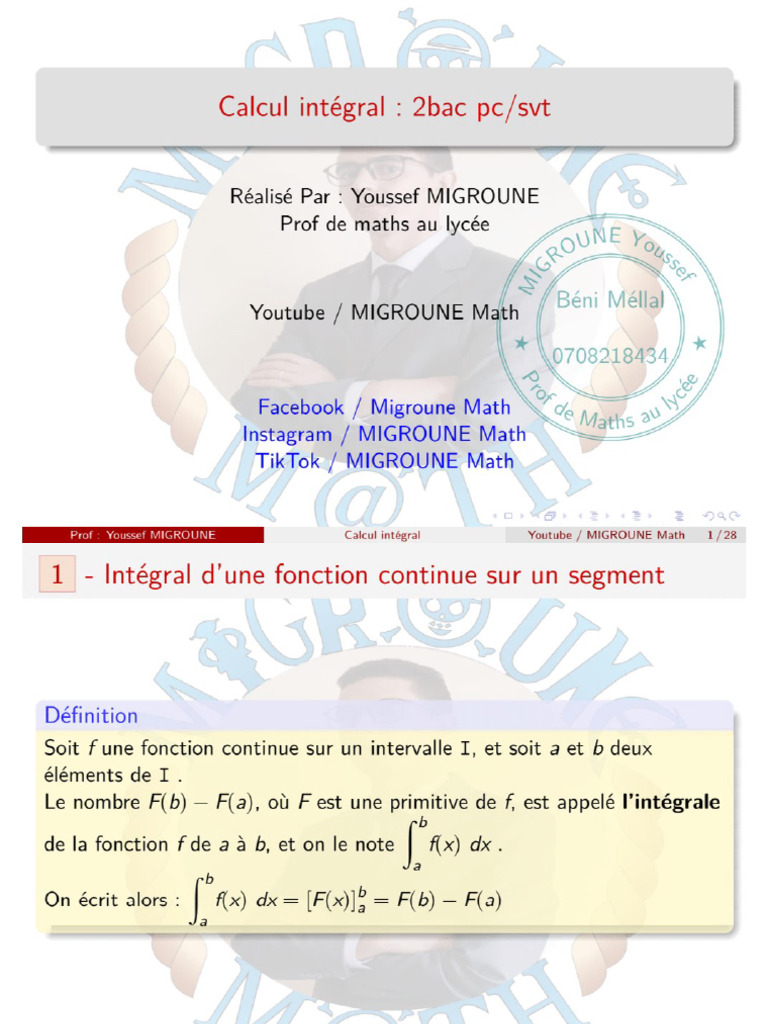 Calcul Intégral 2bac PC SVT | PDF