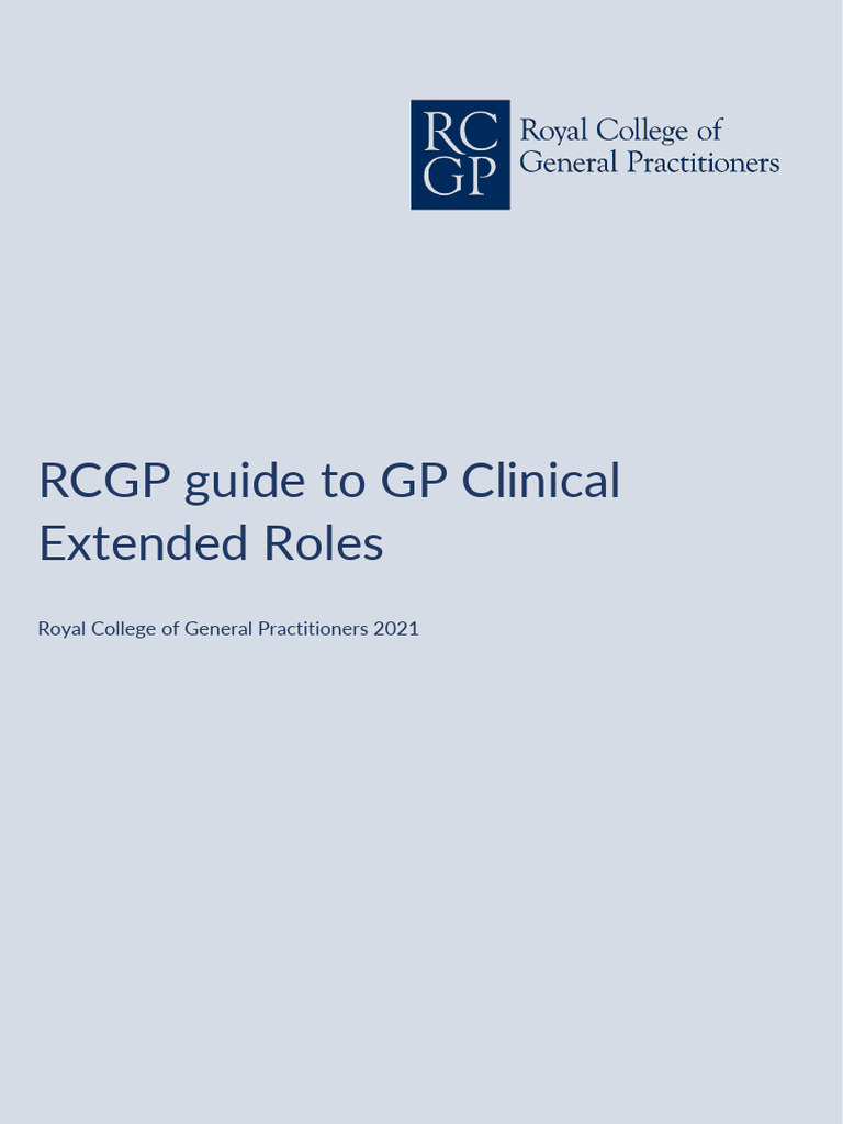 RCGP Guide to GP Clinical Roles | PDF | General Practitioner | Health Care