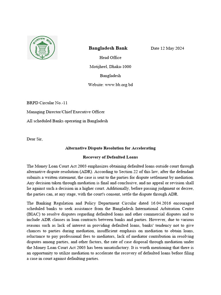ADR for Defaulted Loan Recovery | PDF | Alternative Dispute Resolution ...