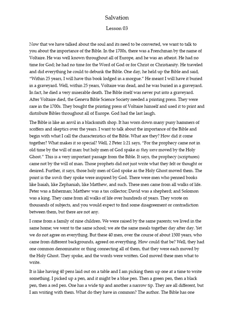 Salvation Lesson 03 | PDF | Jesus | Gospel Of John