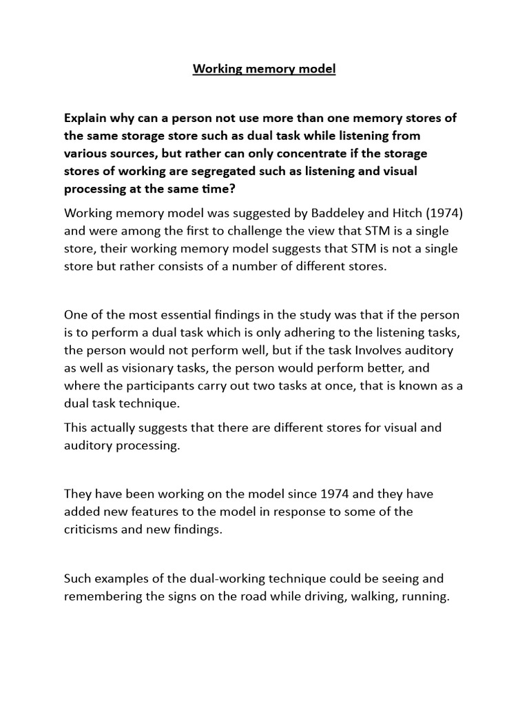 Working Memory and Dual Task Techniques | PDF | Neuroscience ...