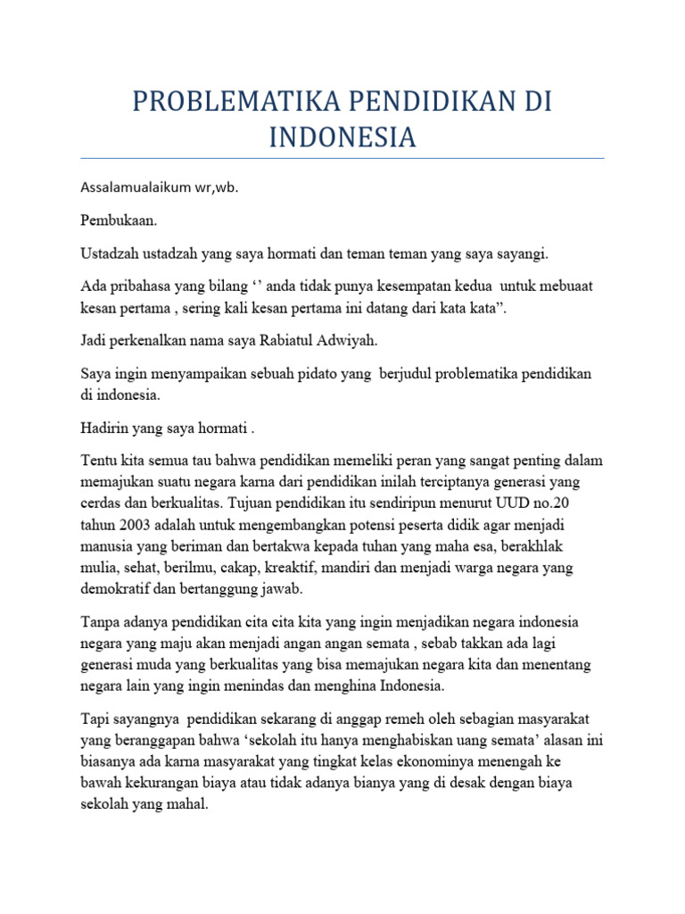 Problematika Pendidikan Di Indonesia Pdf