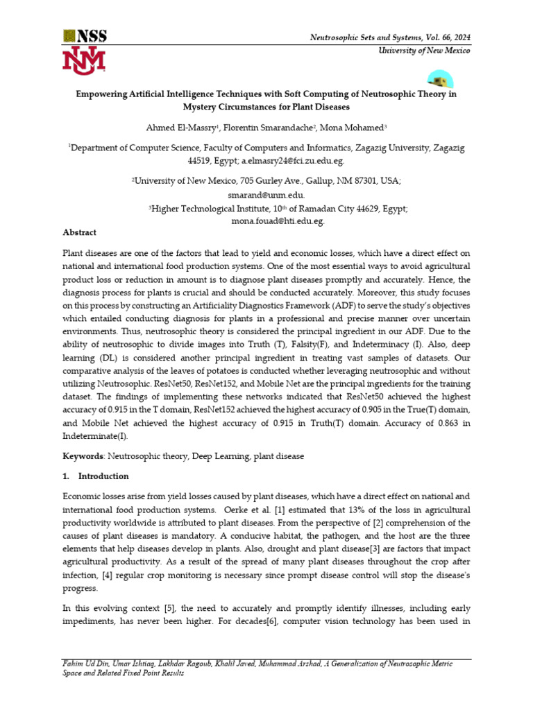 Neutrosophic Framework for Plant Disease Diagnosis | PDF | Deep ...