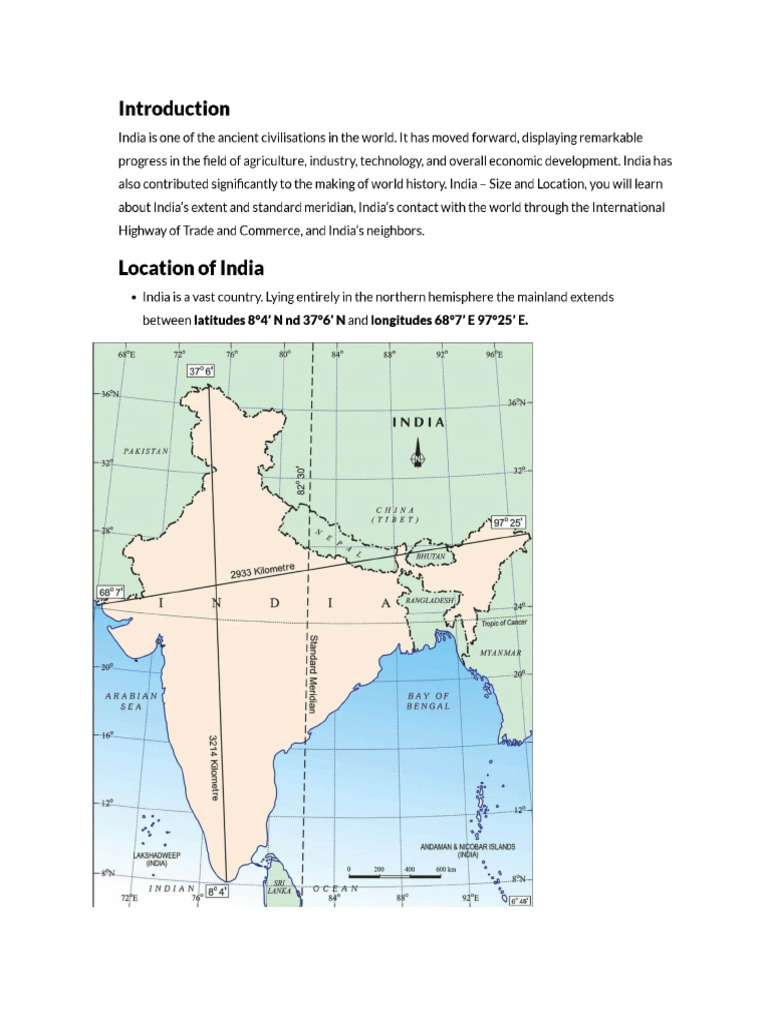 India Size and Location Class 9 PDF