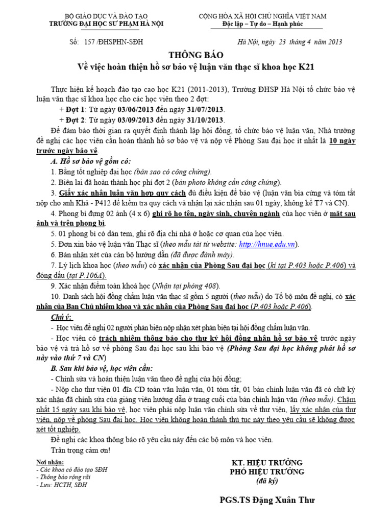 Ho So Huong Dan Bao Ve Luan Van Thac Si - k2185930151992013 | PDF