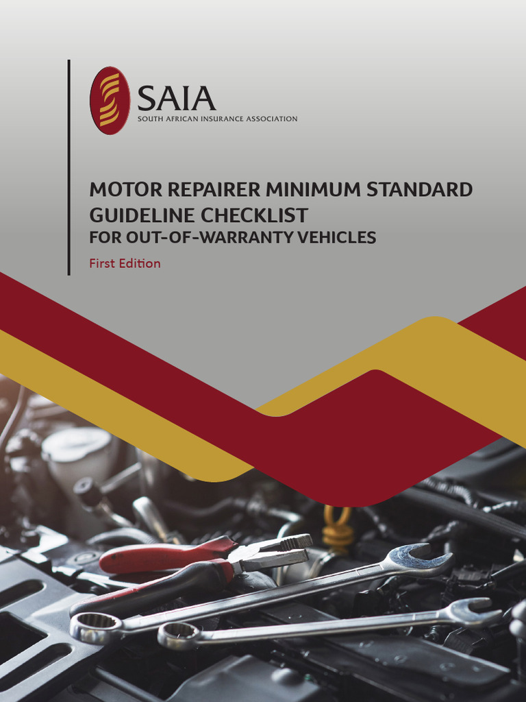 Motor Repairer Minimum Standard Guideline Checklist for Out of Warranty ...