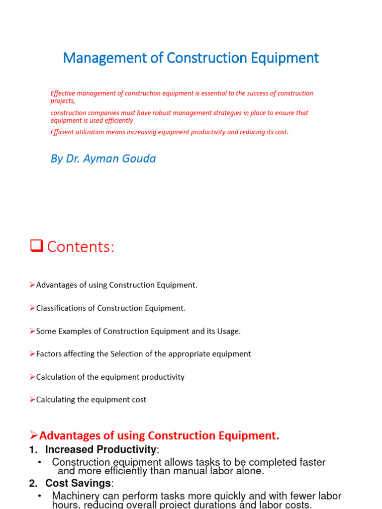 Management of Construction Equipment | PDF | Heavy Equipment | Concrete